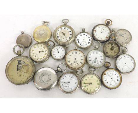 Nickel cased Goliath pocket watch for repair; together with a quantity of pocket watches for repair to include nickel and gun