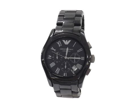 Emporio Armani Ceramica chronograph gentleman's bracelet watch, ref. AR-1400, no. 111308, quartz, 43mm - *with boxes and good