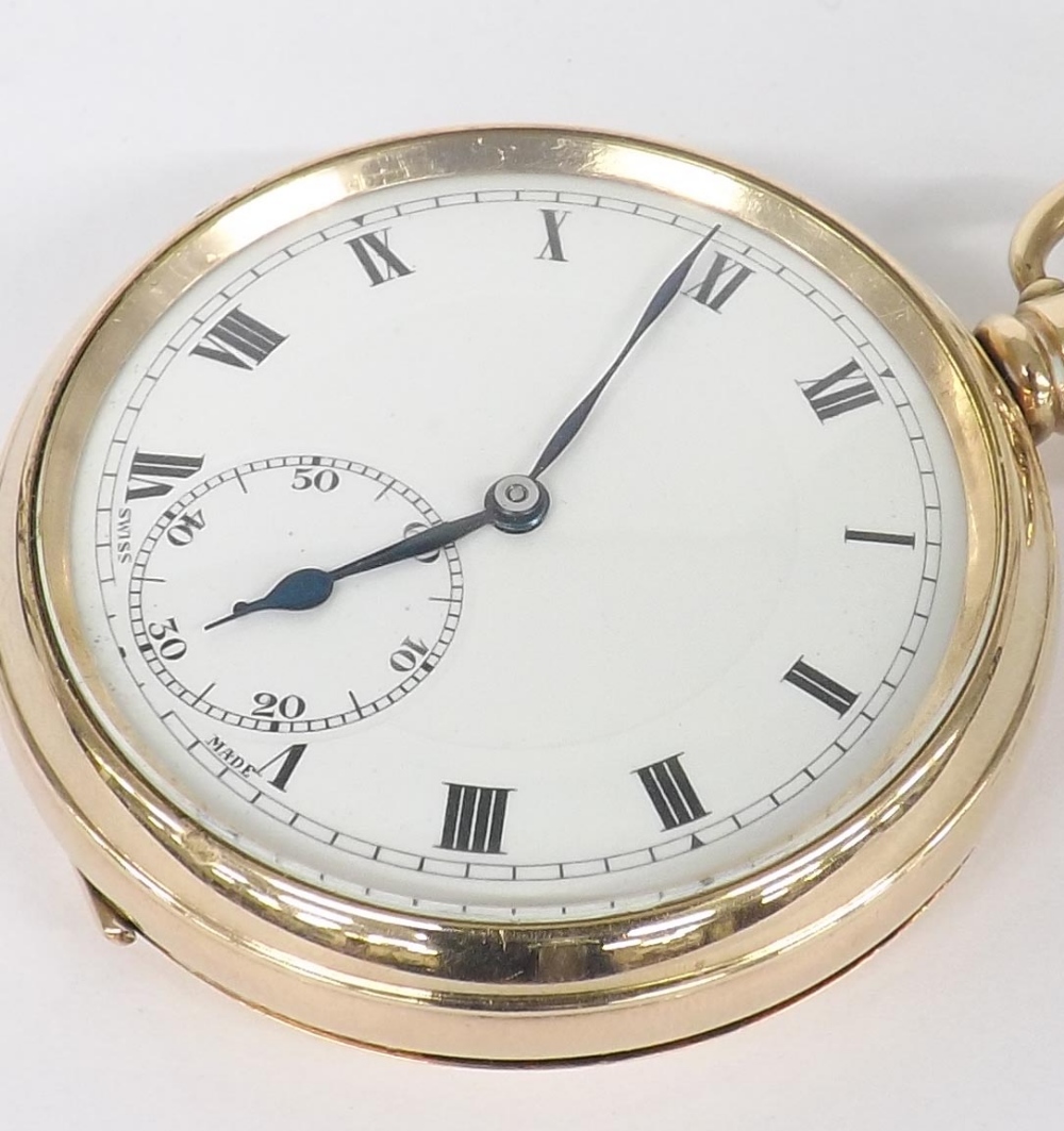 Rolex gold plated lever pocket watch, signed 15 jewel movement with
