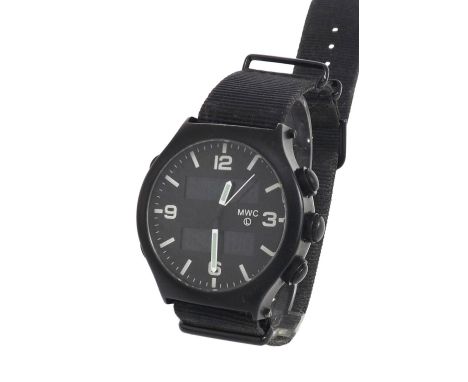 MWC G10 EVO Titan Dual Time Military chronograph gentleman's wristwatch, ref. EVO1149/12, black dial with quarter Arabic nume