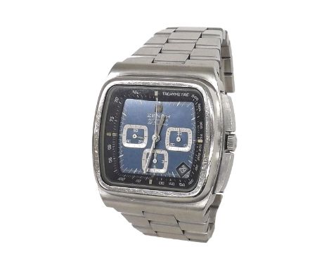 Zenith El Primero chronograph automatic stainless steel gentleman's bracelet watch, ref. 01-0200-415, internal tachymeter bez