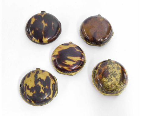 Five tortoiseshell/horn pocket watch cases