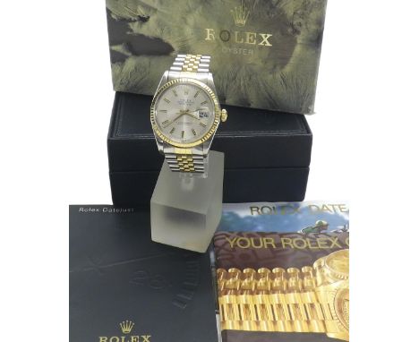 Rolex Oyster Perpetual Datejust gold and stainless steel gentlemen's bracelet watch, ref. 16013, circa 1984, serial no. 829xx