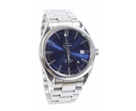Omega Seamaster Aqua Terra Co-Axial stainless steel gentleman's bracelet watch, circa 2007, ref. 2503.58, blue dial with bato