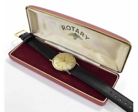 Rotary automatic 9ct gentleman's wristwatch, circa 1970s, gilded dial with baton markers and sweep centre seconds, 41 jewels,