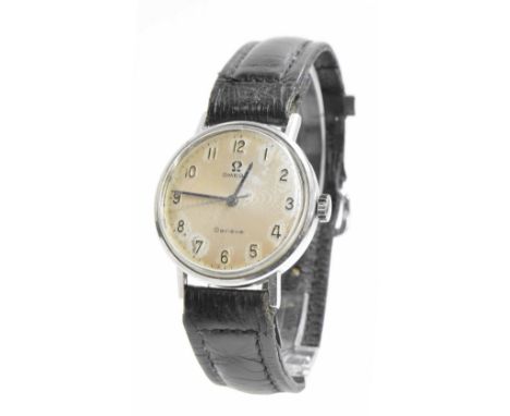 Omega Geneve stainless steel gentleman's wristwatch, circa 1969, ref. 131.018SP, circular silvered dial with Arabic numerals,