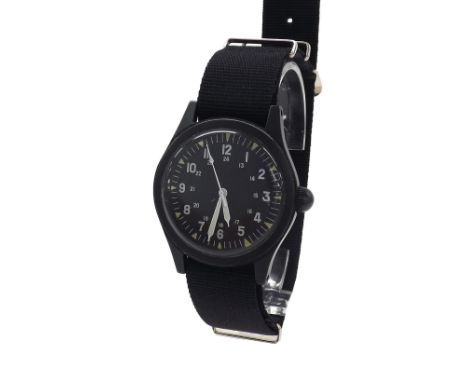 MWC Military gentleman's wristwatch, ref. GG-W-113, serial no. 648639, black dial with Arabic numerals, inner twenty-four hou