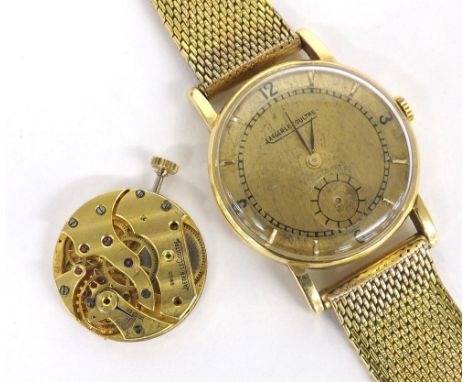 Jaeger LeCoultre 18k gentleman's wristwatch, import hallmark for London 1956, later adapted with a quartz movement, gold plat