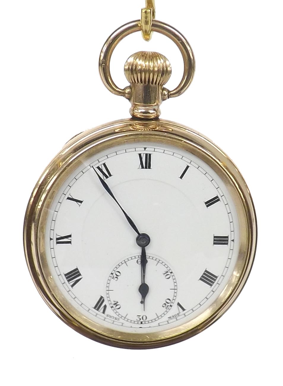 Rolex gold plated lever pocket watch, signed 15 jewel movement with ...