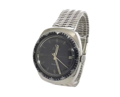 Cyma Divingstar Autorotor stainless steel gentleman's bracelet watch, ref. 2-2276-6, circular black dial with baton markers, 