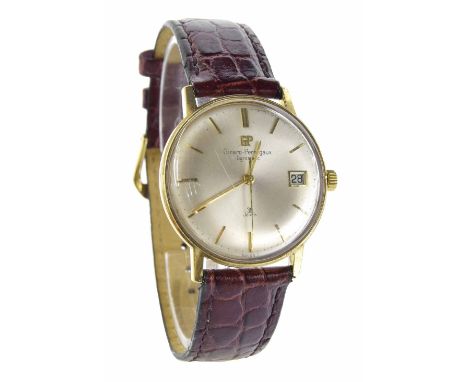 Girard-Perregaux Gyromatic 9ct gentleman's wristwatch, circular silvered dial with baton markers, outer minute markers, date 