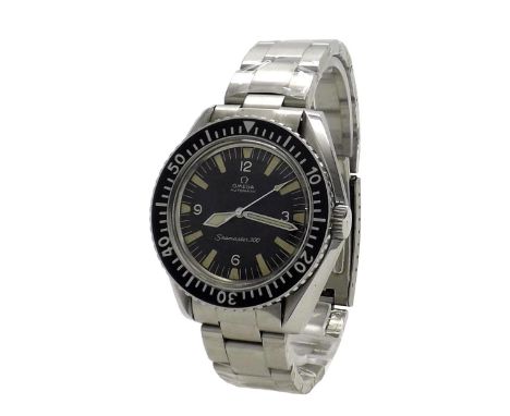 Rare Omega Seamaster 300 automatic stainless steel gentleman's bracelet watch, circa 1967, ref. 165.024, circular black dial 