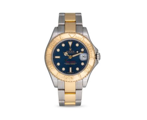 A MID SIZE ROLEX YACHT MASTER OYSTER PERPETUAL WRISTWATCH, date, yacht master superlative chronometer, bi-metal wristwatch, b