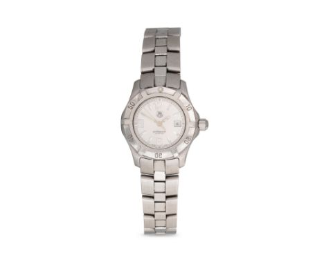 A LADY'S TAG HEUER BRACELET STRAP WRISTWATCH, with date, Arabic numerals, deployment clasp, case ca 28 mm