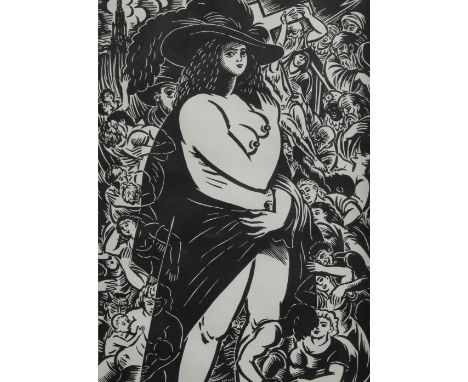 Frans MASEREEL (1889-1972), woodcut 'Homage to Rubens', signed and titled in pencilFrans MASEREEL (1889-1972), houtsnede 'Hul