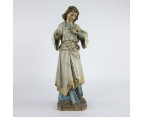 Devotional statue of Mary Immaculata in starry cloak in polychrome wood, Spanish, 18th centuryDevotiebeeld van Maria Immacula
