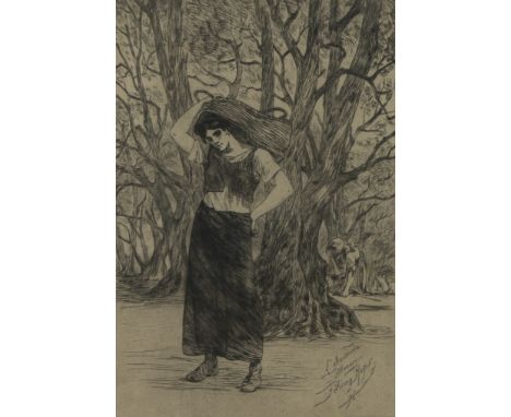 Félicien ROPS (1833-1898), drypoint etching ‘L'oliviérade Monaco’, signed and dated 1876 in the plateFélicien ROPS (1833-1898