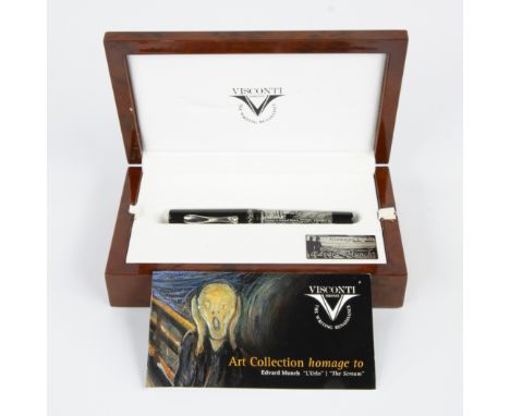 Visconti Limited Edition Edvard Munch 'The Scream' fountain pen, black resin and metal parts AG925 /silver, Artwork: drypoint