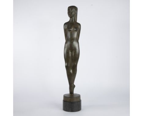 Jos DE DECKER (1912-2000), patinated bronze sculpture Ballerine avec queue de cheval, numbered EA IV/VI, signed and foundry s