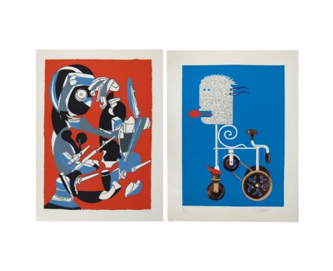 2 graphics by Silvain Christian silkscreen 7/120, signed and Vic Gentils silkscreen 8/125, signedLot grafiek Silvain Christia