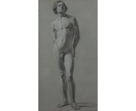 Xavier DE COCK (1818-1896), drawing of a male nude, signedXavier DE COCK (1818-1896), tekening van een mannelijk naakt, getek