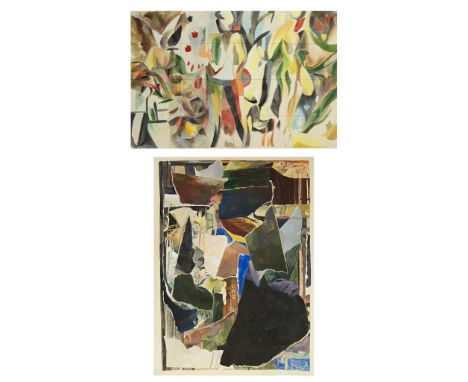 Lukas De Vuyst, a watercolor painting 'Composition', signed and an oil on paper 'Hidden rooster'Lukas De Vuyst, lot van een a