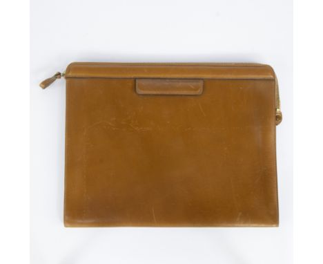 DELVAUX, ‘Porte-Documents' or 'Zip Portfolio' in smooth calfskin in cognac color, markedDELVAUX, ‘Porte-Documents' of 'Zip Po