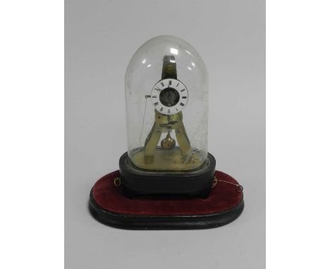 A small French skeleton alarm clock, Pierret of Paris, the white enamel chapter ring with black Roman numerals, the eight day