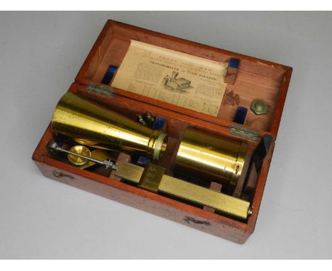 A mahogany cased chondrometer by Bryan Corcoran, London the case including instructions to the inner lid and lacquered brass 