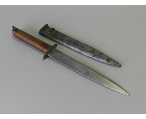 A 1917 Austro-Hungarian WW1 "Kampfmesser/Sturmmesser" fighting knife, with a two-piece hardwood grip, 21cm length blade stamp