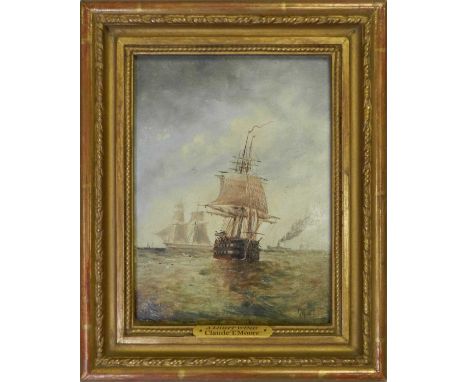Claude T. Stanfield Moore (British, 1853-1901) 'A Light Wind', signed lower right, titled on plaque and verso and signed vers