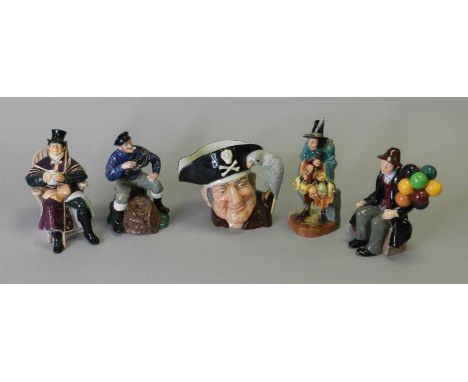 Royal Doulton figures comprising 'The Mask Seller' HN2103; 'The Lobster Man' HN2317; 'The Balloon Man' HN1954 and 'The Coachm