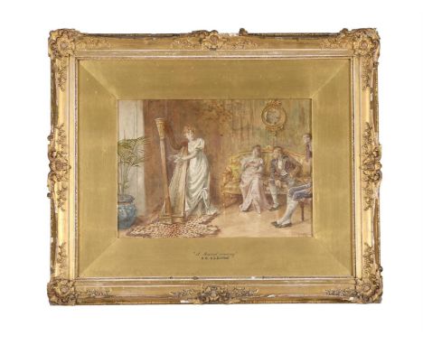GEORGE GOODWIN II KILBURNE (BRITISH 1863-1938) A MUSICAL EVENING  Watercolour  Signed (lower right) 25 x 35cm (9¾ x 13¾ in.)P
