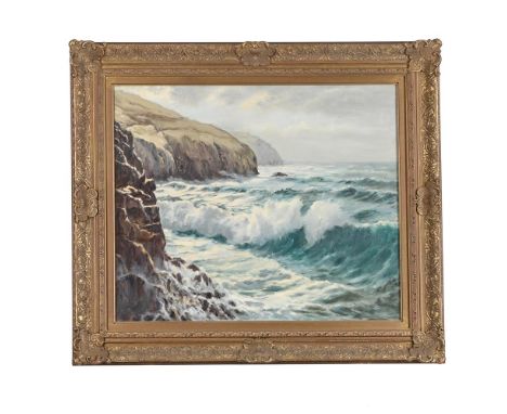 λ&nbspJOHN HAWKEY (BRITISH 20TH CENTURY) DROSKYN POINT, PERRANPORTH  Oil on canvas  Signed (lower left) 51 x 61cm (20 x 24 in
