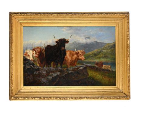 J.W. WATSON (19TH CENTURY) HIGHLAND CATTLE  Oil on canvas 57 x 90cm (22¼ x 35¼ in.)Please note measurements do not include th