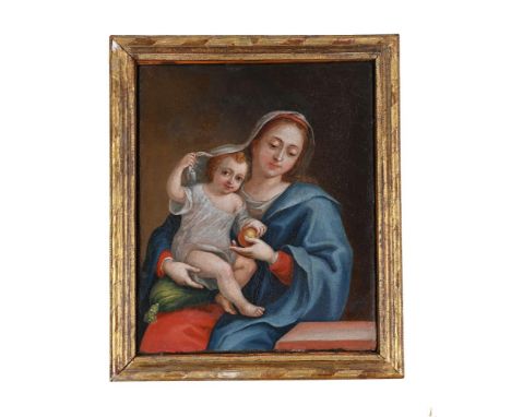 ITALIAN SCHOOL (18TH CENTURY) THE MADONNA AND CHILD Oil on canvas 33.5 x 27cm (13 x 10½ in.)Please note measurements do not i