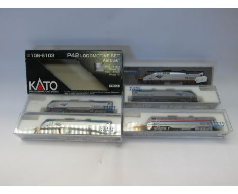 Kato N gauge model railway Amtrak locomotives to include 106-6103 P42 Locomotive Set, 176-6004 GE P42 "Genesis", 176-6028 GE 