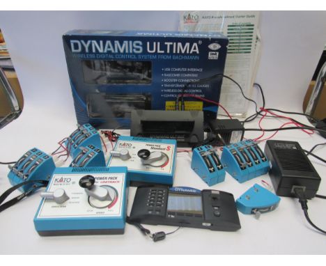 A boxed Bachmann Dynamis Ultima DCC Wireless Digital Control System together with unboxed Kato Power Packs, etc 