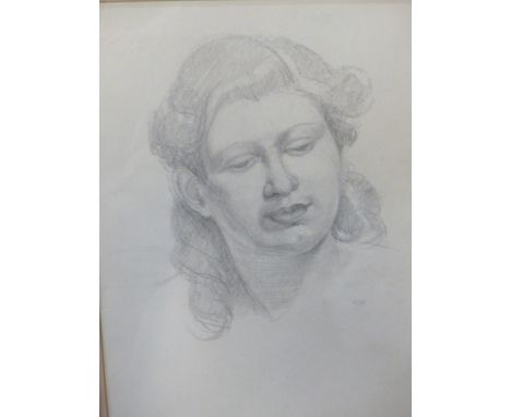 ATTRIBUTED TO ERNEST PROCTER (1886-1935) PORTRAIT OF A GIRL, PENCIL DRAWING.    35 x 35cms.