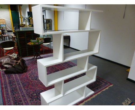 A WHITE CONTEMPORARY TERENCE CONRAN OPEN SHELF ROOM DIVIDER. H.180, W.120, D.30cms.