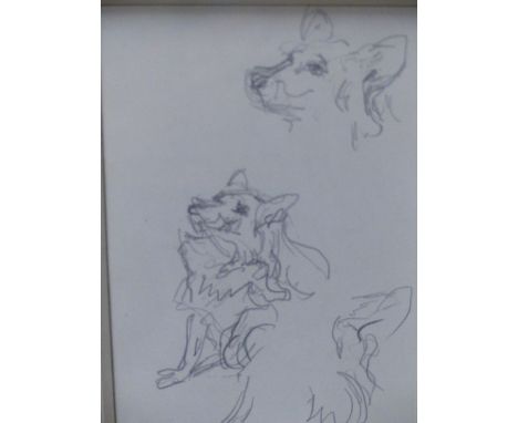 ATTRIBUTED TO EDOUARD VUILLARD (1868-1940) ETUDE DE CHIEN, INITIALLED PENCIL SKETCH.      17.5 x 10cms.
