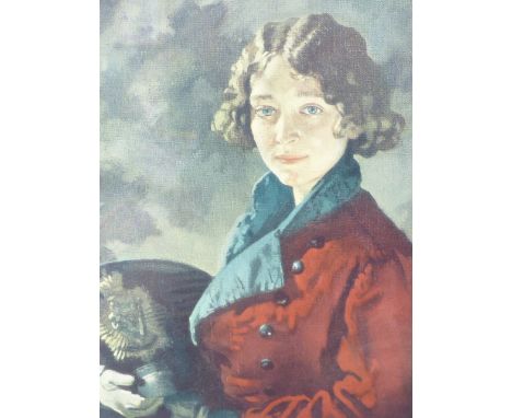 WILLIAM ORPEN (1878-1931) PORTRAIT OF MRS VERA HONE, (THE ROSCOMMON DRAGON) PENCIL SIGNED COLOURED PRINT. 44 x 36cms.