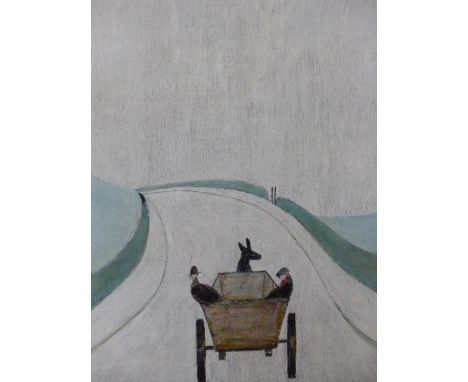 L.S. LOWRY (1887-1976) THE CART, PENCIL SIGNED LITHOGRAPH.   52 x 41cms.