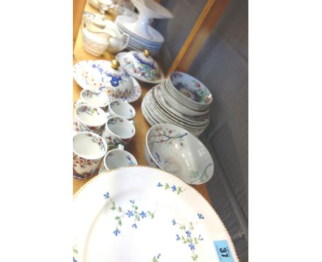 A set of nine Paris La Courtille plates, circa 1800, painted with cornflowers, a Copeland late Spode part tea and coffee serv