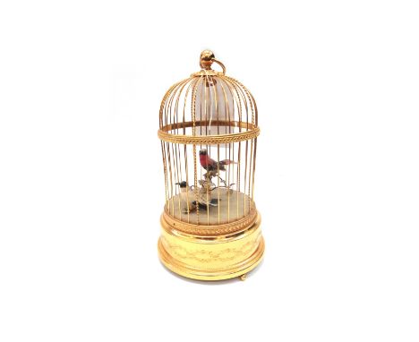 A Swiss reproduction singing bird cage bird automaton music box, late 20th century, by Reuge Music, 30cm high. 