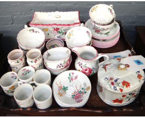 A Portuguese oval porcelain box and cover, together with a Spode Marlborough Sprays part tea service, Quimper and other faien