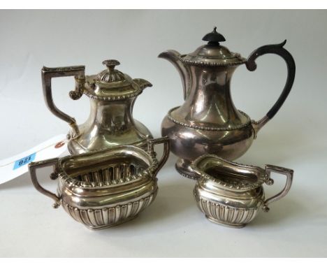 A bachelor's late Victorian silver four piece tea service, Horace Woodward & Co, London 1900, in Regency style, gross weight 