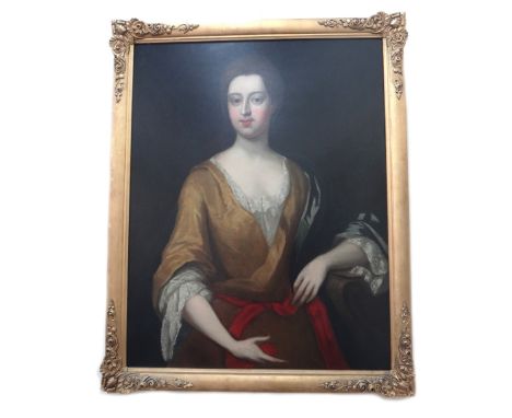English School, 18th Century, Portrait of Mrs. George Gibson, oil on canvas, 87cm x 86cm.