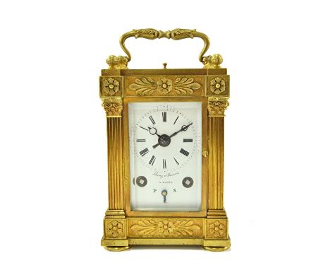 A Grand Sonnerie striking carriage clock with alarm, Lamy & Lacroix a Morez, the platform by Fumey, second quarter 19th centu