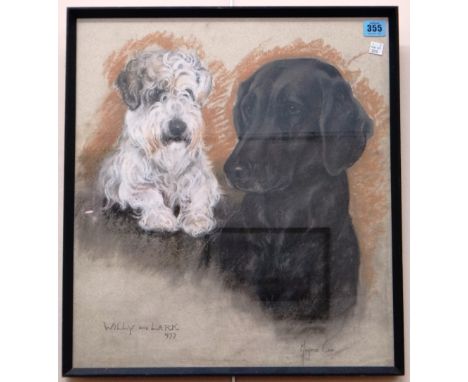 Marjorie Cox (British, 1915 - 2003), Willy and Lark, a portrait of two dogs, signed 'Marjorie Cox' (lower right), titled and 